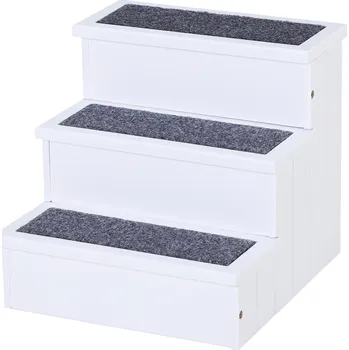 Schody a rampa pro psa PawHut D06-065WT 44,5 x 40,5 x 38 cm bílé