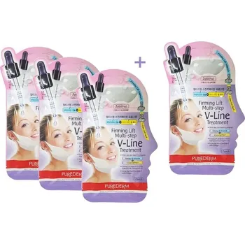 Pleťová maska Purederm Dvoufázová zpevňující liftingová maska na podbradek, krémová maska + hydrogelová náplast na krk, AKCE 3+1 ZDARMA, 4 ks