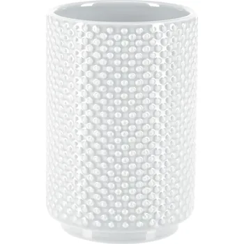 Držák na kartáček Spirella kelímek na zubní kartáčky MERO, bílý, keramika