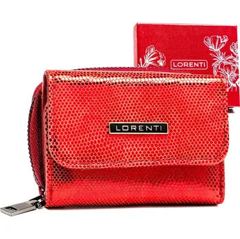 Peněženka Malá, skladná dámská peněženka z lesklé přírodní kůže Barva: Červená