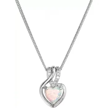 Náhrdelník Náhrdelník se syntetickým bílým opálem srdce a zirkony 12076.1 white