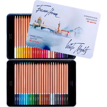 Kresba Akvarelové pastelky "White Nights" sada 48 barev v plechové krabičce