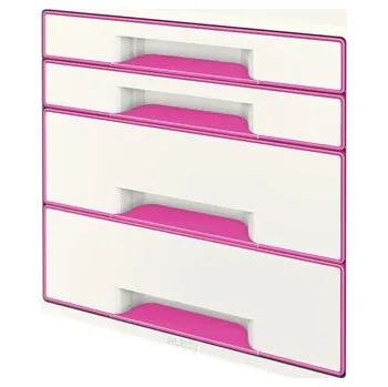 Zásuvkový kontejner LEITZ Zásuvkový box WOW CUBE, 4 zásuvky, růžová