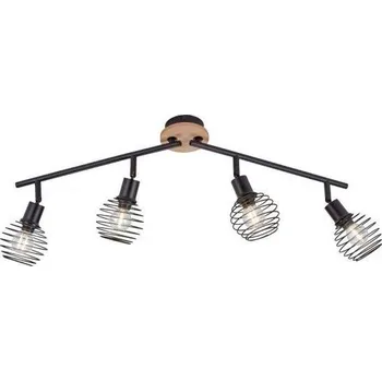 Bodové svítidlo JUSTLIGHT EUGEN Bodové svítidlo, stropní svítidlo, dřevo, černá, 4-ramenné, drátěné tělo - LEUCHTEN DIREKT / JUST LIGHT LD 15924-79