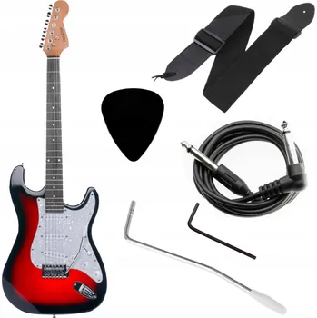 Kytara Elektrická kytara Preston 4/4 Červená Podpalovaná Vintage