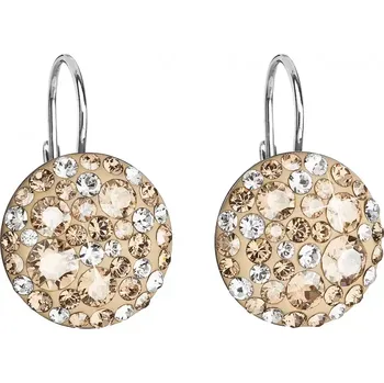 Náušnice Stříbrné náušnice visací s krystaly Swarovski zlaté kulaté 31176.5 gold