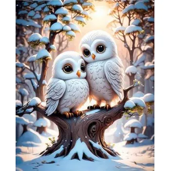 Panel - Teplákovina Bílé sovičky v zimě