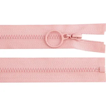 Zip Kostěný zip No 3 délka 30 cm s kroužkem, barva 136 pudrová