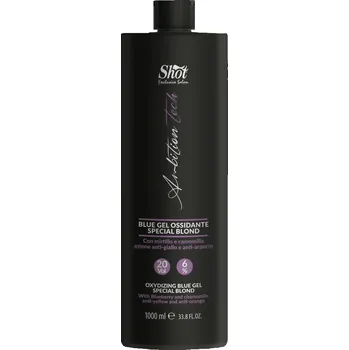 Barva na vlasy Shot Oxidizing Blue Gel Special Blond - oxidant s modrým pigmentem pro neutralizaci žluto-oranžových odlesků, 1000 ml 20 VOL - 6%