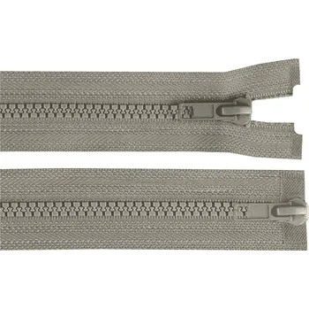 Zip Zip kostěný No 5 dělitelný 2 jezdce / dvoucestný 80 cm bundový, barva 326 šedozelená sv.