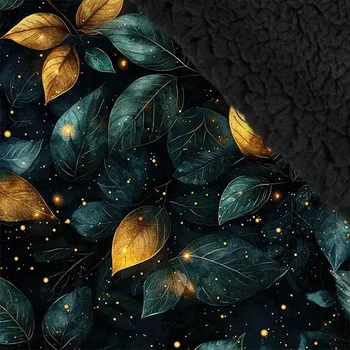 Zimní softshell s černým beránkem premium 20000 / 10000 listí zlaté se zeleným