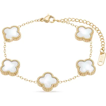 Náramek Ellami SOFIA 2570-2 Pozlacený náramek z chirurgické oceli perleťově bílé kytky Ellami