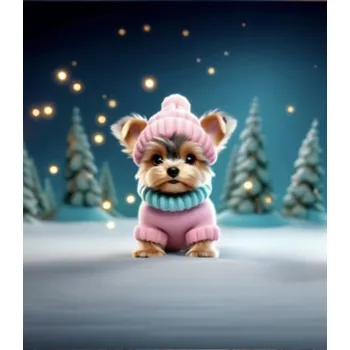 Panel - Teplákovina- Yorkšír v růžové 50x45cm