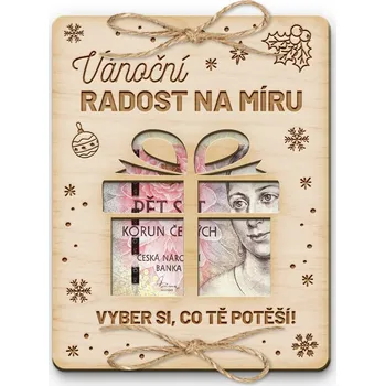 Dárková krabička Dřevěná obálka na peníze - Vánoční radost na míru