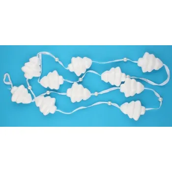 Řetěz stromečky a perličky bílé na stuze 1,8m