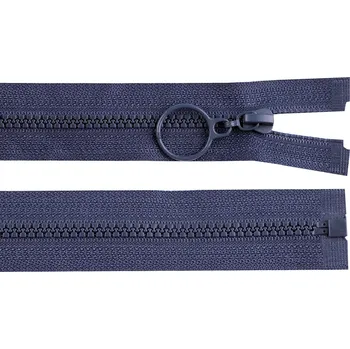 Zip Kostěný zip No 3 délka 40 cm s kroužkem, barva 330 modrá tmavá