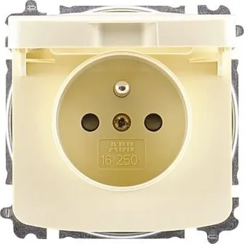 Elektrická zásuvka ABB Tango Zásuvka s víčkem, E (francouzská), termoplast, slonová kost 6619A-A06397 C