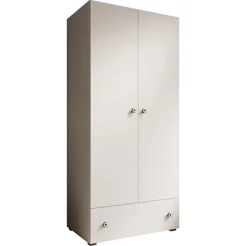 Šatní skříň Nábytek PEGAS s.r.o. Skříň Emily s otočnými dveřmi a úchytkou ve tvaru míče Bílá+Bílá