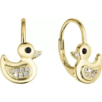Náušnice Pozlacené stříbrné náušnice kačenky se zirkony 11499.1 crystal
