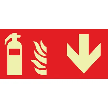 Hasicí přístroj dole - ISO 7010 fotoluminiscenční fotoluminscenční plast 300x150 mm