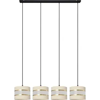 Lustr na lanku HELEN 4xE27/15W/230V krémová/černá/zlatá