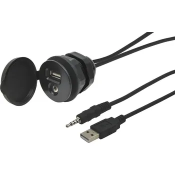 Elektrická zásuvka USB / JACK 4pólová zásuvka s kabelem, délka 2m<br />Výrobce: - 226083