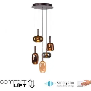 PAULNEUHAUS IRIDES LED závěsné svítidlo 5 ramenné nastavitelná výška Comfort Lift paměťová funkce SimplyDim 3000K - PAUL NEUHAUS PN 2682-70