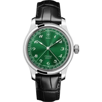 Hodinky Biatec Heritage 03 - Černý kožený řemínek z pravého aligátora + 5 let záruka a dárek ZDARMA