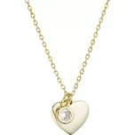 Pozlacený stříbrný náhrdelník lesklé srdíčko s přívěskem ze zirkonu 12068.1