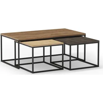 Konferenční stolek Konferenční stolky v sadě 3 ks v přírodní barvě 60x110 cm Camelia – Marckeric ID_1597734