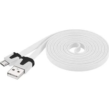 Datový kabel OEM Kabel PremiumCord USB 2.0 - micro USB 2.0. M/M 2 m, plochý PVC, bílý KU2M2FP1
