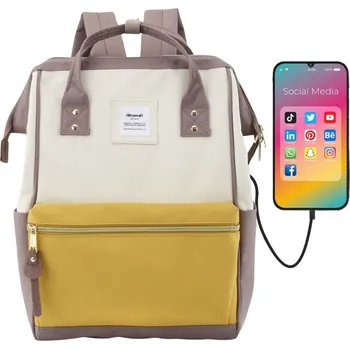 Městský batoh Béžový batoh s USB portem pro 13,3" notebook Barva: béžová || žlutá