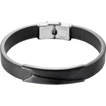 Náramek Náramek pánský černá koženka s ocelovou ozdobou 43031.3 černý