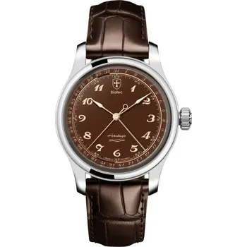 Hodinky Biatec Heritage 02 - Hnědý kožený řemínek z pravého aligátora + 5 let záruka a dárek ZDARMA