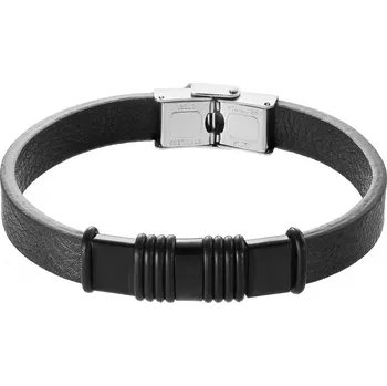 Oblečení a móda Náramek pánský z černé koženky 43034.3 černý