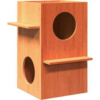 vidaXL Kočičí domeček 43x43x60 cm masivní borové dřevo [859303] Barva: Voskově hnědá