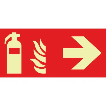 Hasicí přístroj vpravo - ISO 7010 fotoluminiscenční fotoluminscenční plast 300x150 mm