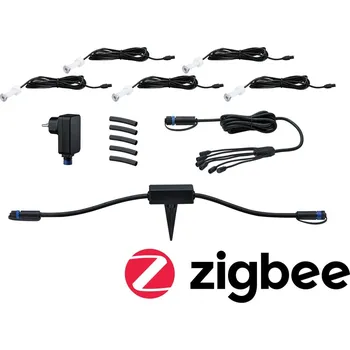 Bodové svítidlo PAULMANN Plug & Shine set Smart Home Zigbee 3.0 LED zemní svítidlo MicroPen IP67 3000K 5x0,2W 21VA stříbrná Smart Home Zigbee - PAULMANN P 5063