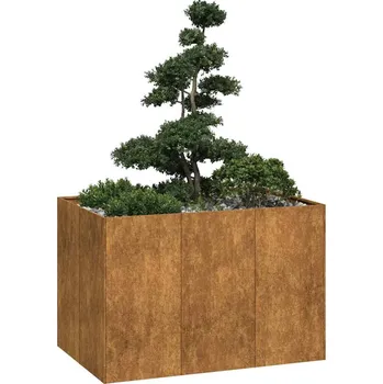 Květináč Truhlík rezavá 120x80x80 cm povětrnostně odolná ocel Hnědá 860793