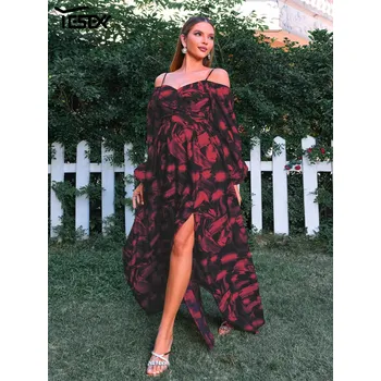 Dámské šaty Večerní maxi šaty LC10309 Barva: Červená, Velikost: XL