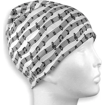 Módní doplněk Čepice - noty (bílá) Obvod hlavy: 42-50cm