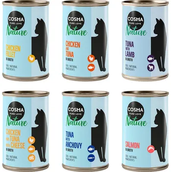 Krmivo pro kočku 24x140g Cosma Nature - mix 2 (6 druhů)