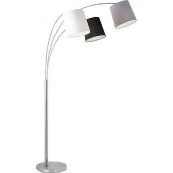 Stojací lampa JUSTLIGHT MELVIN Stojací svítidlo v barvě oceli s tříbarevným látkovým stínítkem v moderním designu - LEUCHTEN DIREKT / JUST LIGHT LD 15461-55