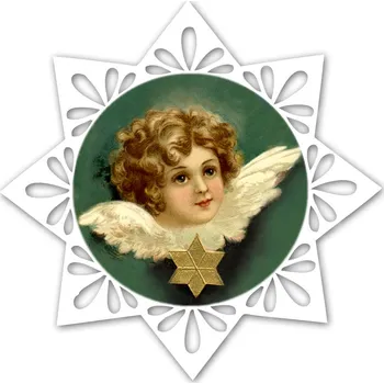 Vánoční ozdoba Vánoční ozdoba z plexiskla - Vločka, andílek s hvězdou