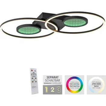 JUSTLIGHT TUNEL LED stropní svítidlo černé s RGB efekty, CCT stmívatelné s dálkovým ovládáním RGB+3000-6500K - LEUCHTEN DIREKT / JUST LIGHT LD 15160-18