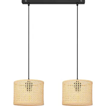 Lustr na lanku ALBA 2xE27/15W/230V ratan/černá