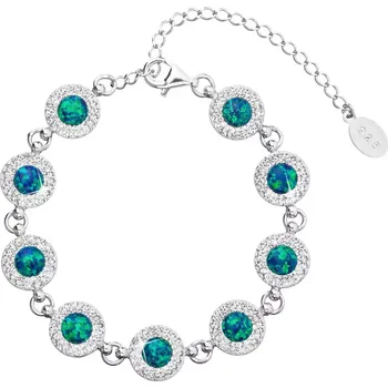 Náramek Stříbrný náramek se syntetickým opálem a krystaly Preciosa zelený 33105.1