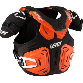 Motocyklový chránič hrudi a pátěře LEATT FUSION VEST 2.0 JUNIOR dětský chránič hrudníku s integrovaným krčním límcem oranžový L/XL
