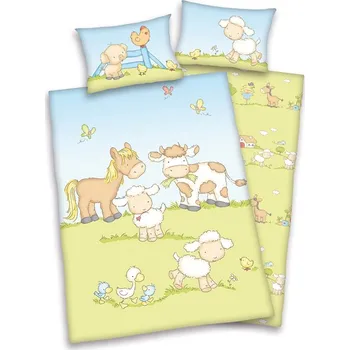 Dětské bavlněné povlečení do postýlky Herding BABY FARMA, 100/135+40/60