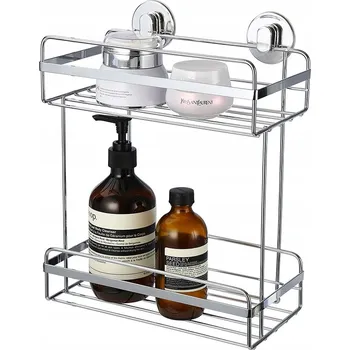 Koupelnový nábytek Závěsná koupelnová police stříbrná kovová drátěná robustní velká loft